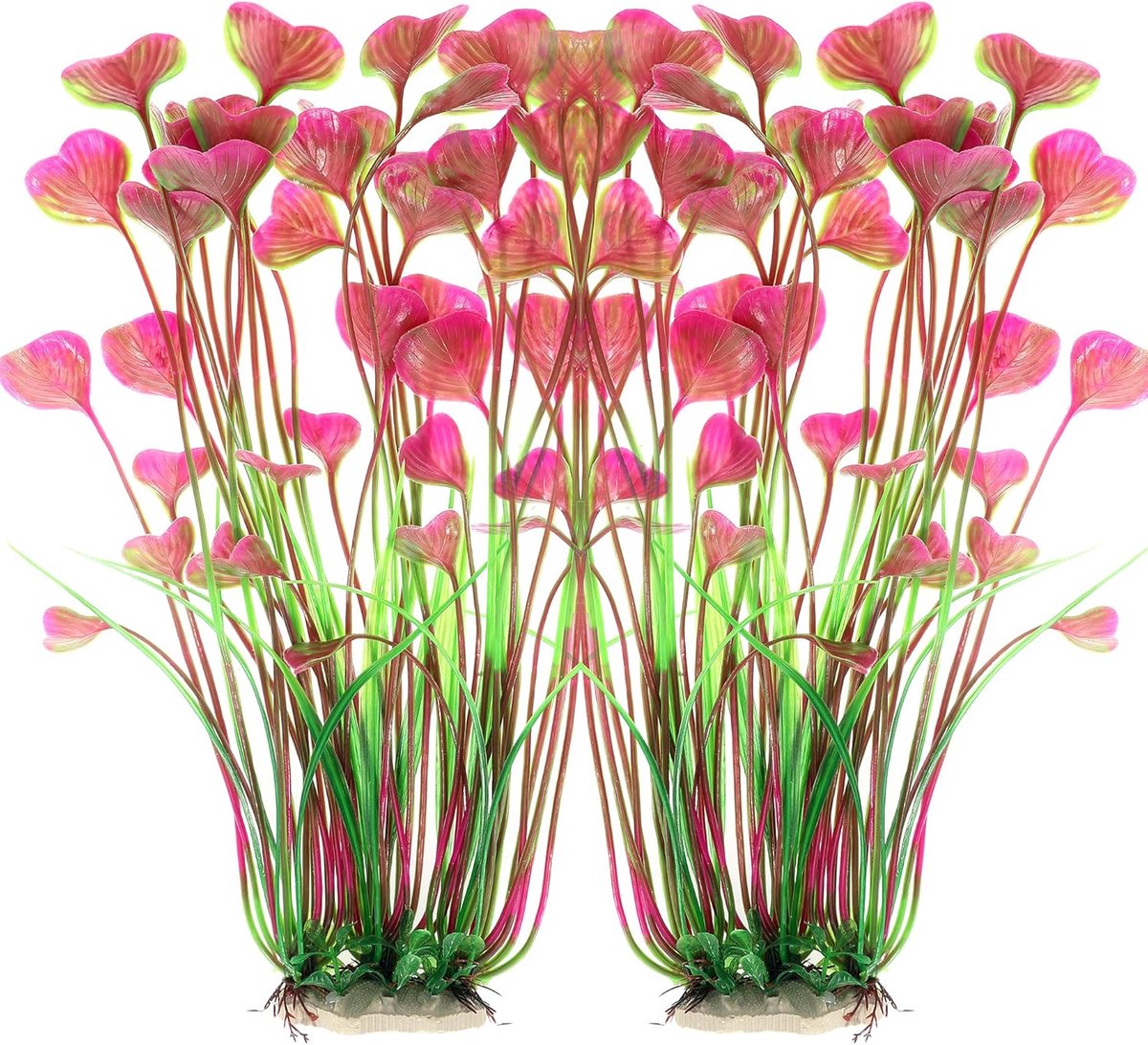 Aquariumdecoraties, kunstplanten, groot, aquarium, kunstplanten, decoratie, ornament, veilig voor alle vissen, 40 cm, 2 stuks (rood, 2 stuks)