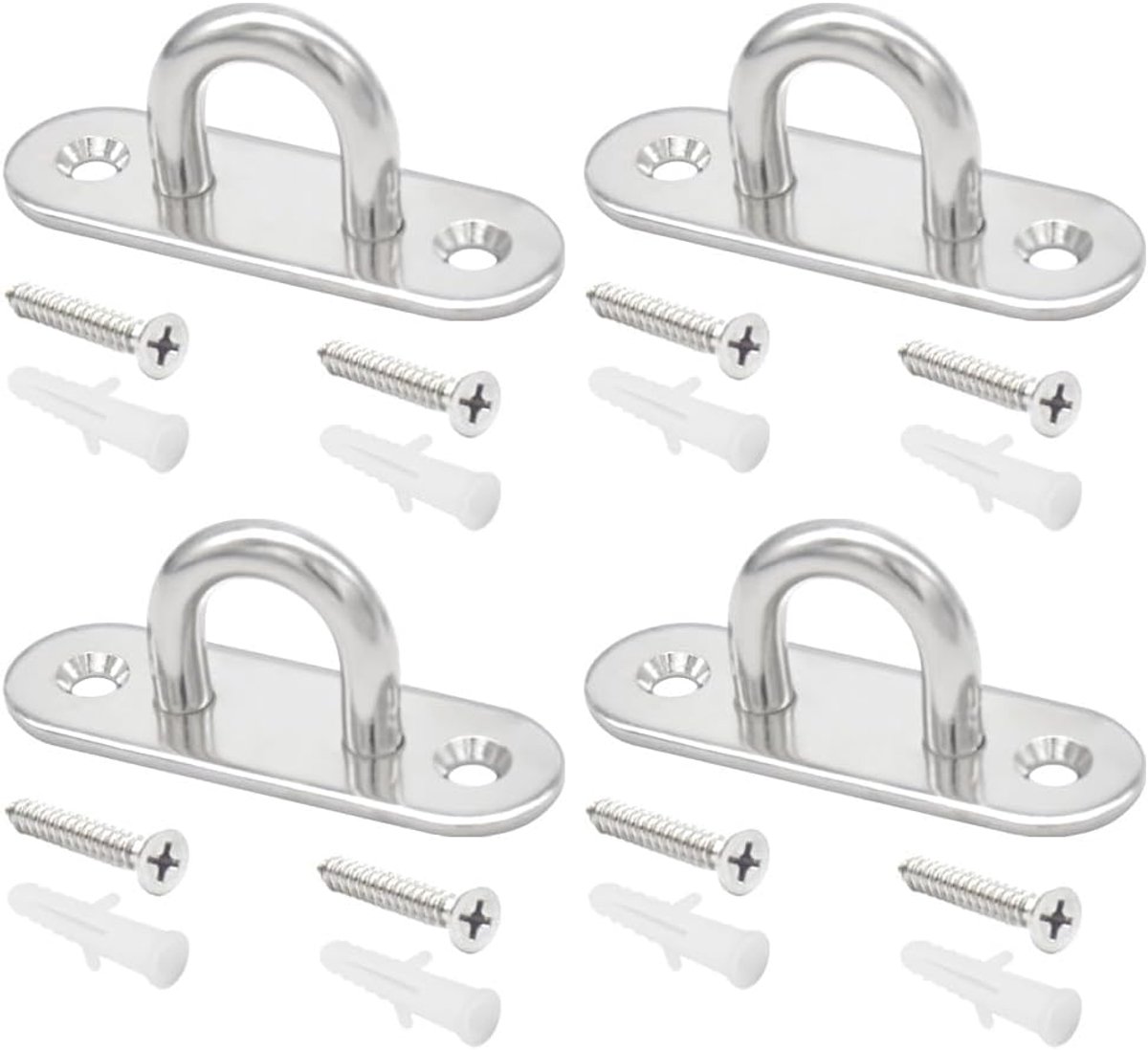 Haken M8 304 Rvs Oogplaat Pad Oogplaat Hardware Ring Haken voor Opknoping Fix en Installeer Zandzakken Yoga Waslijnen Opknoping Manden en Schommelingen (U/M8/CXG)