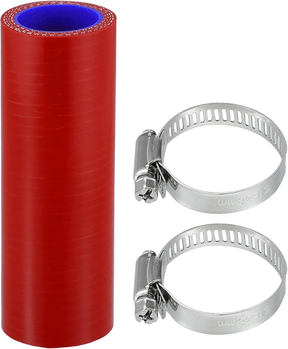 Rechte Koppeling Silicone Slang 0.98" ID 3.94" Lengte 0 Graden Universele Auto Silicone Slang Koelslang 4-Laags 5mm Dikte Inlaat/Turbo/Intercooler Leiding Rood Blauw 1 Set