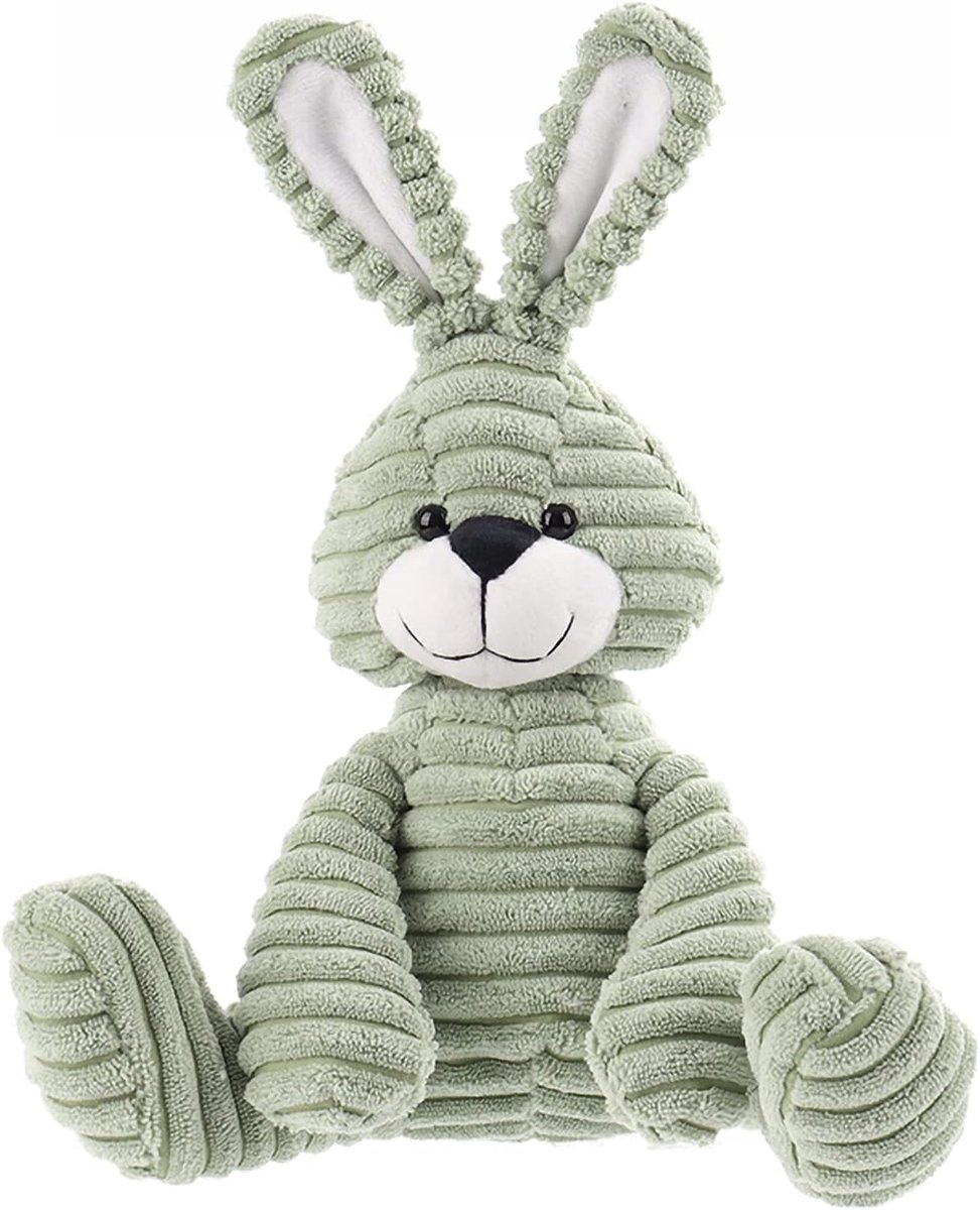 Lamb Pluche haas, speelgoed van geribbeld fluweel, zacht pluche, perfect voor kinderen (groen, 23 cm)