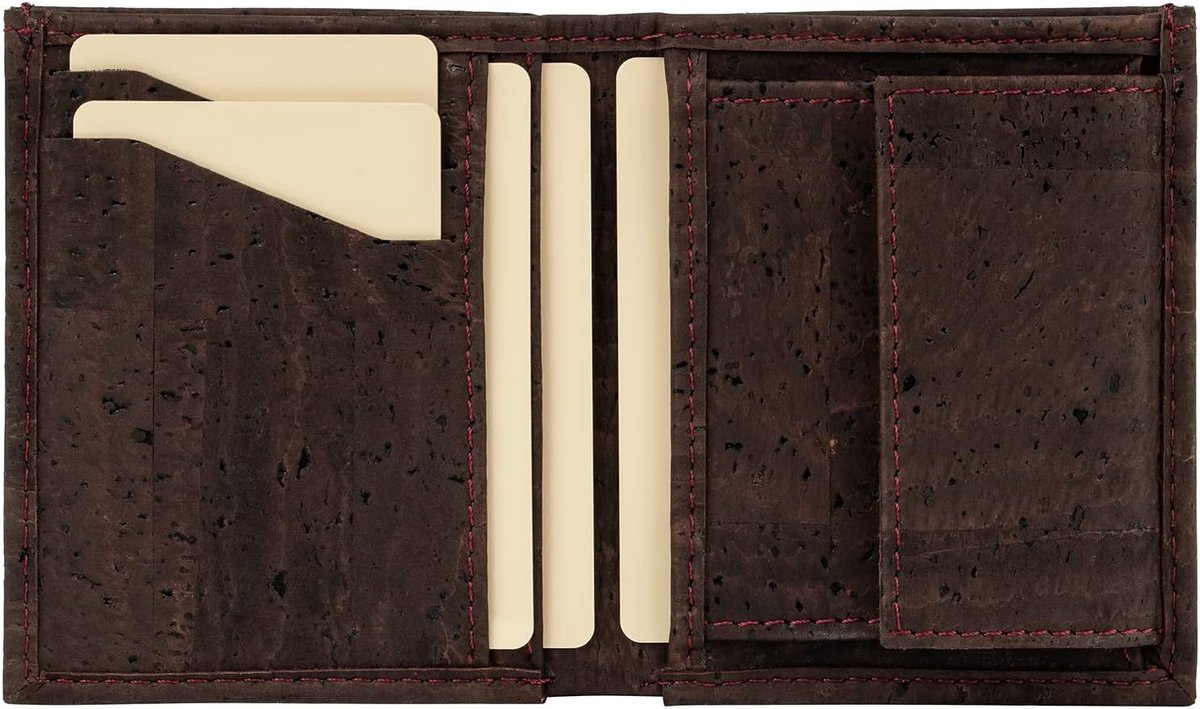 compacte portemonnee vegan van kurk, bruin, Minimalistisch