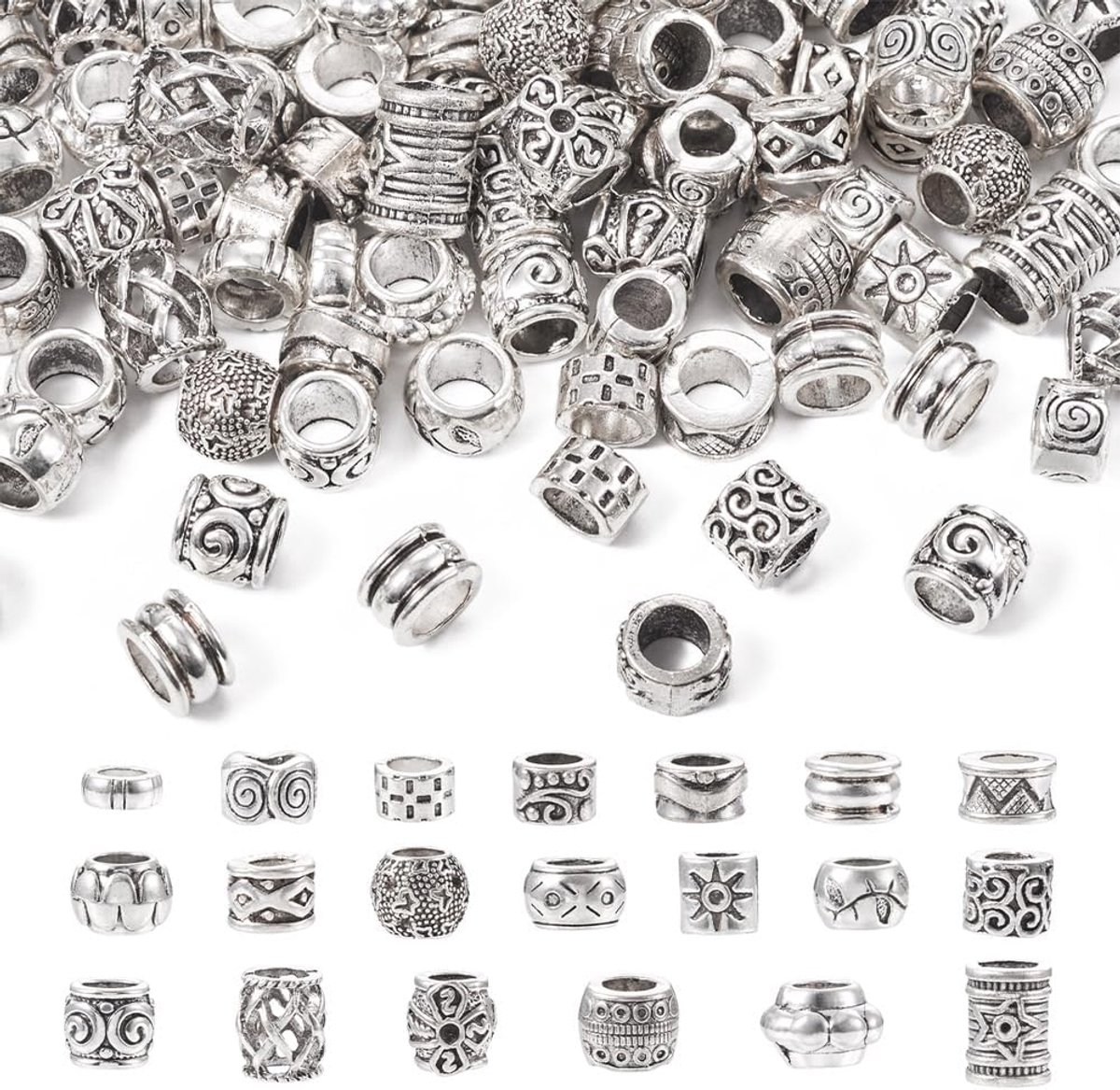 100 stuks Europese Tibetaanse stijl legering ronde spacer kralen antiek zilver voor sieraden maken