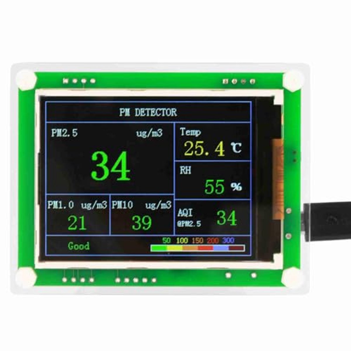 Luchtkwaliteitsmonitor met PM2.5 en formaldehydedetector, draagbare digitale luchtqualiteitssensor voor binnen- en buitengebruik, meet vervuiling real-time, geschikt voor thuis en onderweg