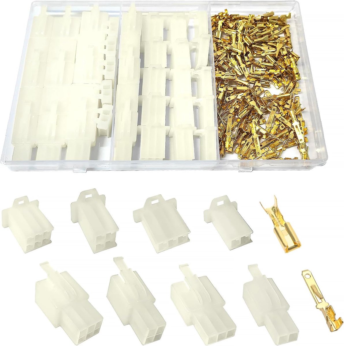 190 Stuks 2.8mm 2 3 4 6 Pin Automotive Electrical Wire Connectors Kit, Mannelijke/Vrouwelijke Wire Connector Behuizing en pin Header Crimp Draadklemmen, voor Motorfiets, Fiets, Auto, Boten