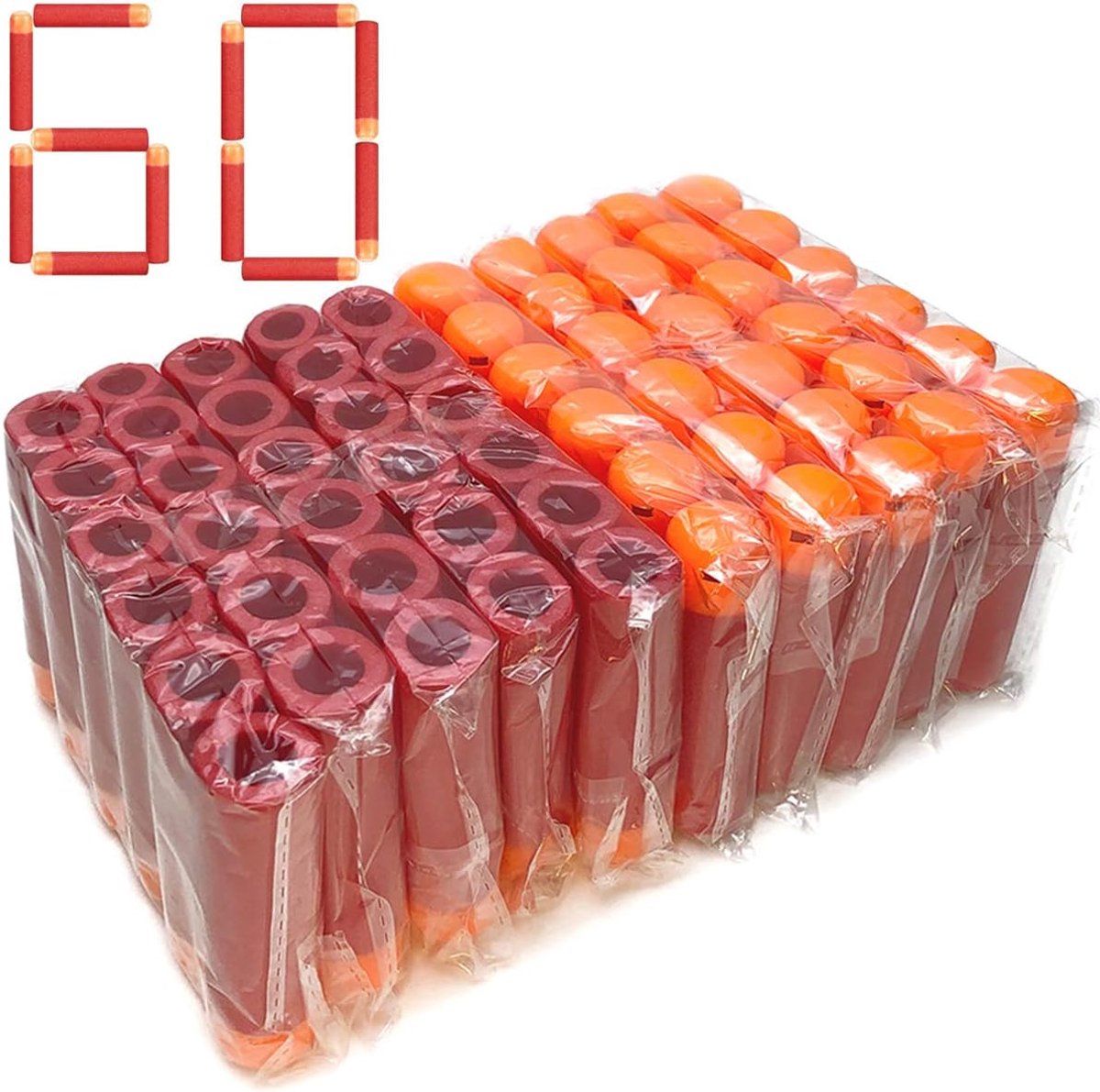 Nerf Mega Blast, 60 stuks darts van 9,5 cm voor Nerf Fortnite Mega Guns, schoten en munitieaccessoires voor Nerf N-Strike Elite Mega, rood