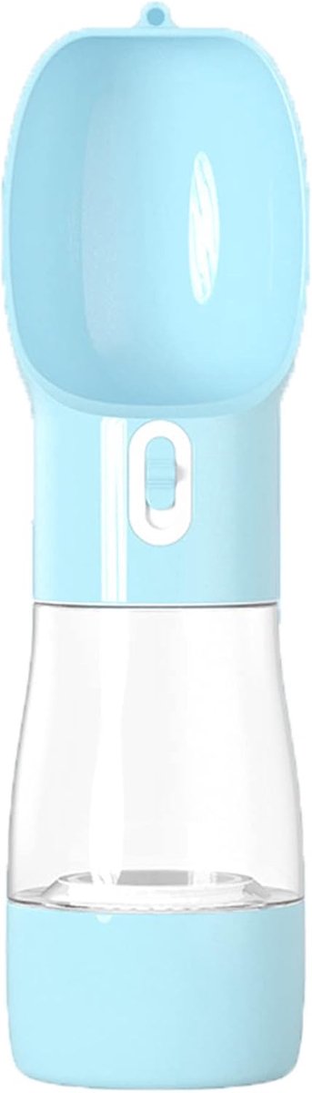 Waterfles, Multi Functionele en Draagbare Hond Reizen Water Dispenser Met Voedselcontainer, Afneembaar Ontwerp voor Drinken Eten Wandelen Reizen, Blauw