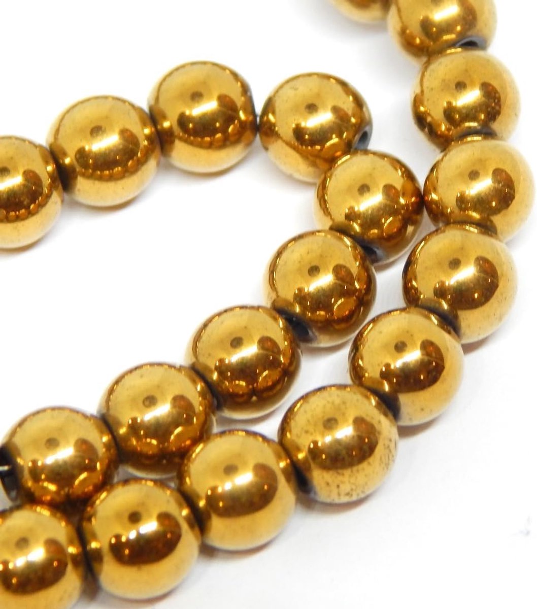 Kralen, gouden kralen, 4/6/8 mm, voor armbanden, hematiet, rond, niet-magneet, hematiet, edelstenen, 38 cm, 1 streng (4 mm - 95 stuks)