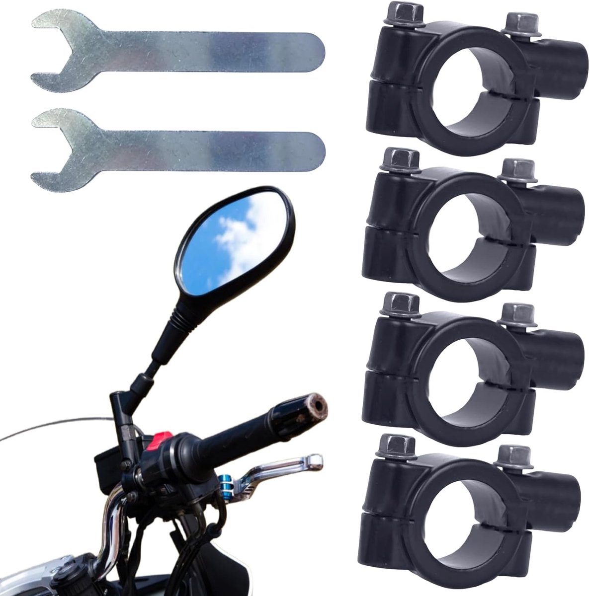 4 stuks spiegelhouder motorfiets, motorfiets spiegel adapter, spiegelhouder motorfiets 22mm, stuurhouder voor fietsspiegel, motorfiets spiegel houder, voor motorfiets fiets