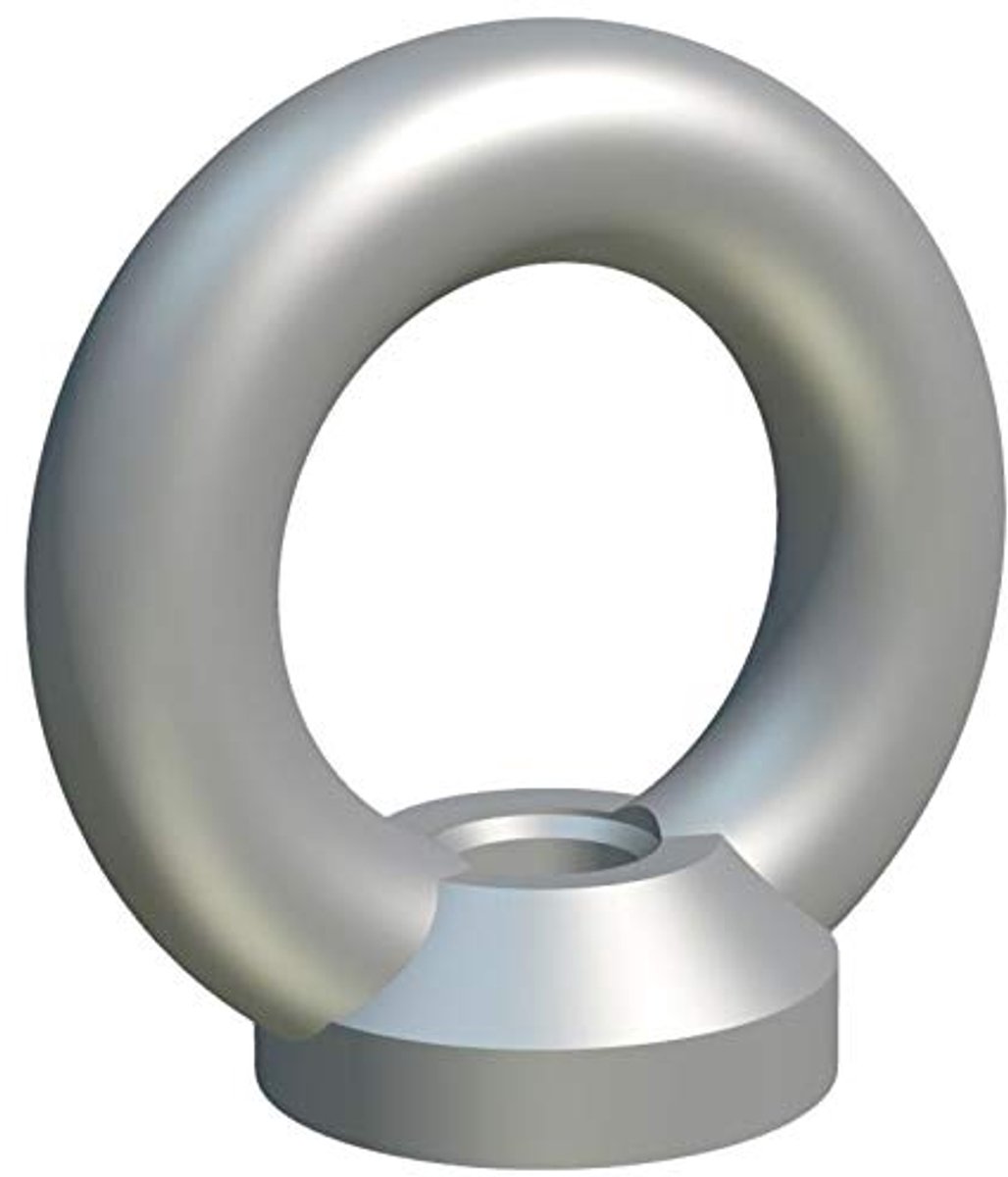 hijsoogmoeren, bevestigingsmiddelen, ringvormige vrouwelijke hijsmoer, gegalvaniseerde verzinkte stalen oogmoeren, haakmoeren met geluste kop voor 14 mm bout/schroef DIN 582 (pak van 2)