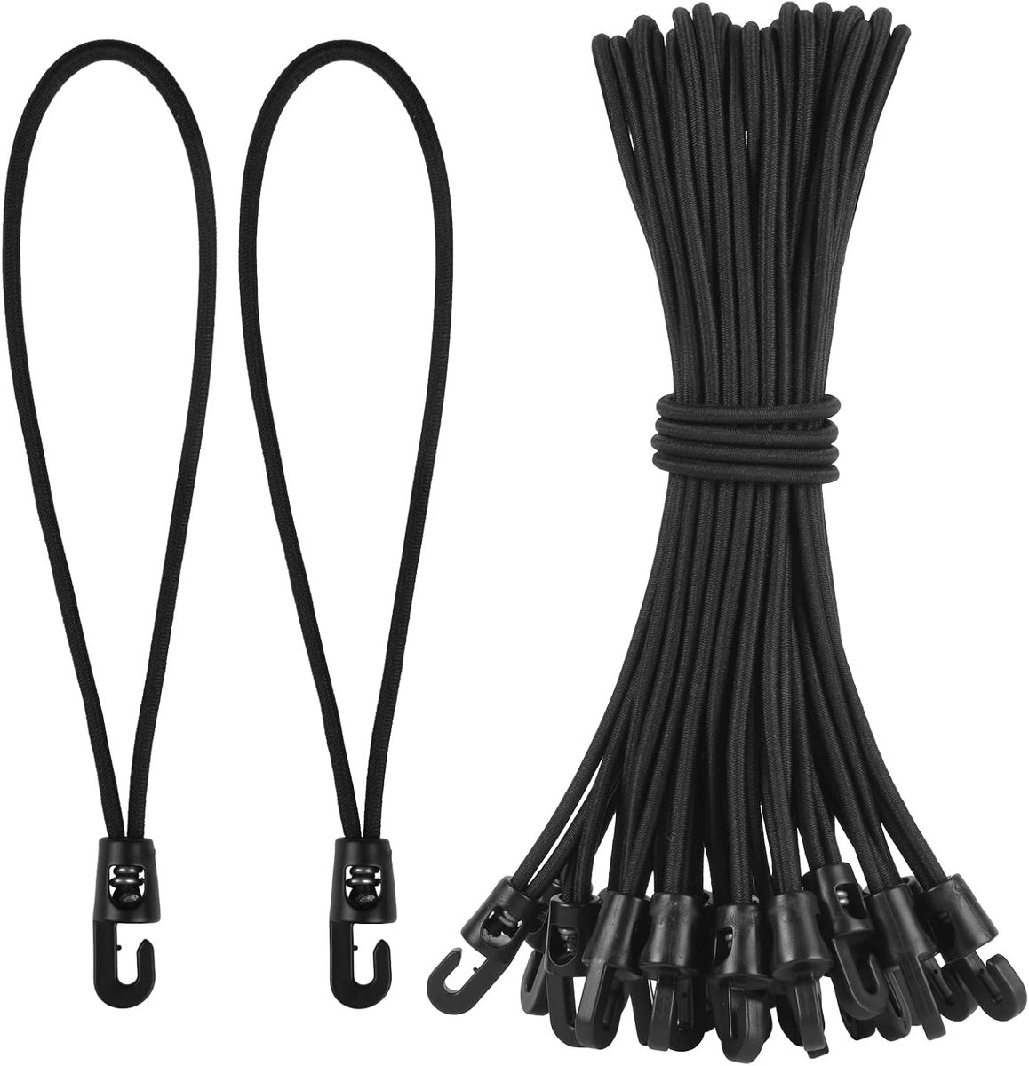 Bungeekoorden 25 cm - multifunctionele bungeekoorden met haken - ideaal voor camping en tenten - 42 stuks - ShopVlot