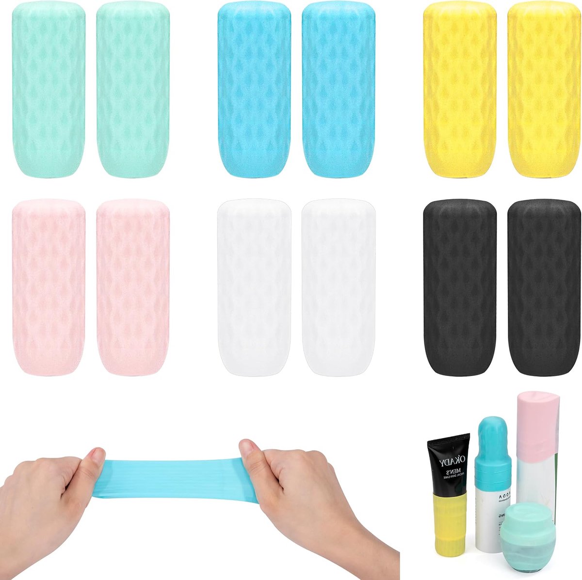 Reishulzen van siliconen, reisaccessoires voor containers, herbruikbare drinkflessen, 12 stuks voor shampoo