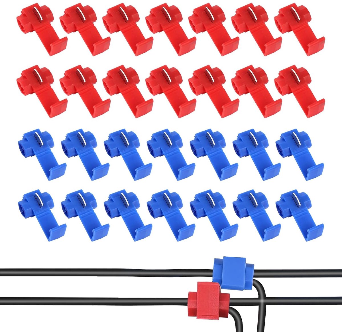 Elektrische kabelschoenen snelle zelfstripperende aftakconnector auto-aansluiting elektrische krimpkabelschoenen rood 25 stuks blauw 25 stuks