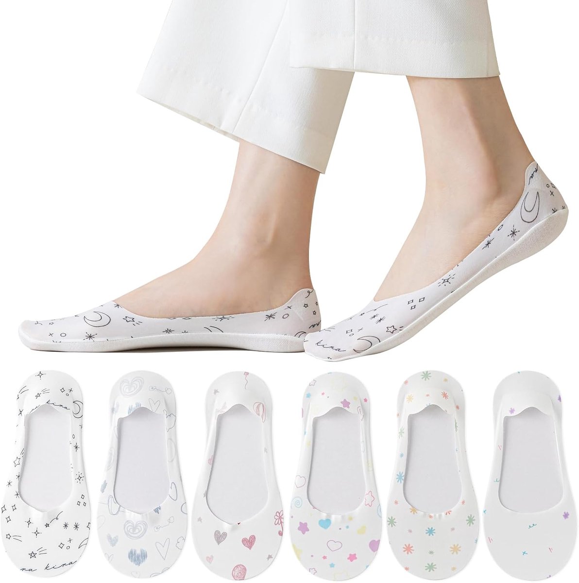 Sokken voor dames, onzichtbare no show-sokken met antislip siliconen, mooi modelleren, maat 36-39
