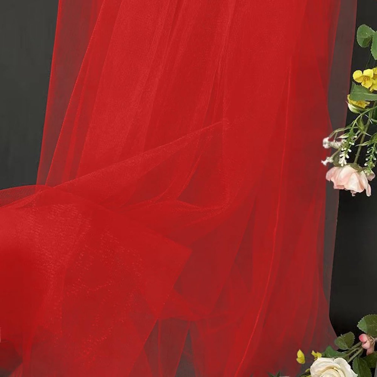 Stof, rood, organza, stoffen - 5 m x 160 cm tule stoffen per meter, voor doe-het-zelf tafel, feest, boog, bruiloft, decoratie, tule rok, sluier