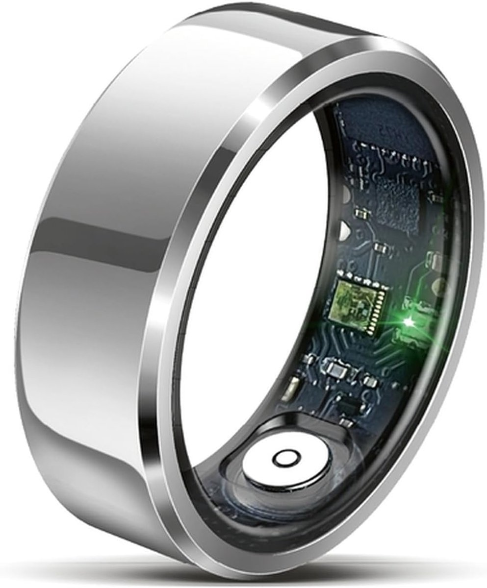 SnelShoppen - Slimme Ring SR6 Zilver Maat 11 (64,6 mm) met Fitness Tracking, Hartslagmeting, Bloeddrukbewaking, Stappenteller, Roestvrij Staal, Inclus
