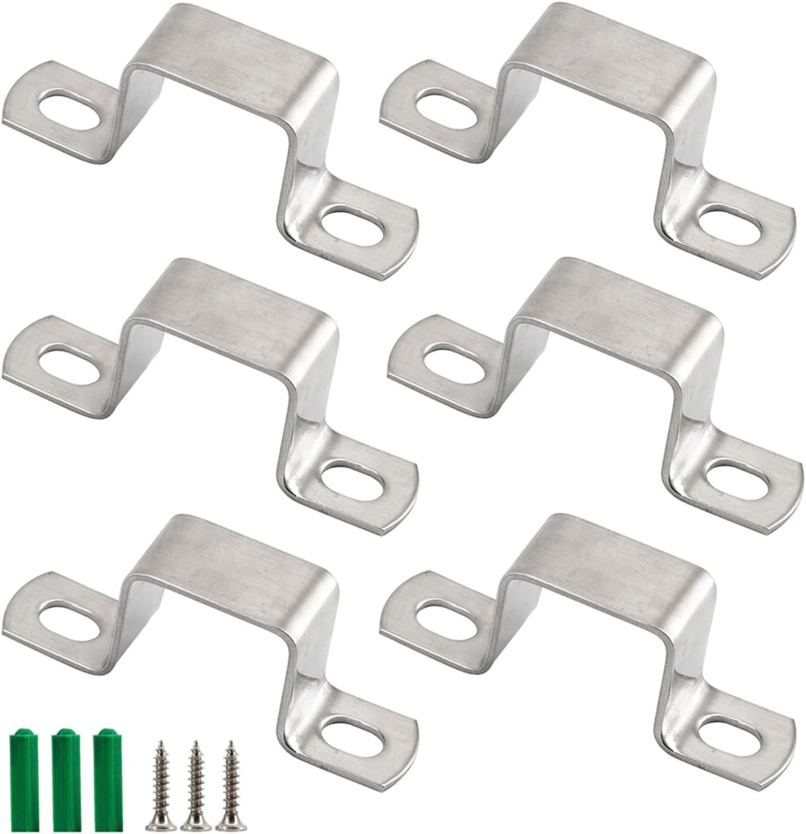 (6 stuks) M40x80mm Vierkante Buisbeugel 304 Roestvrij Staal U-vorm Metalen Beugel Pijphanger Riem Slangklem met Schroeven