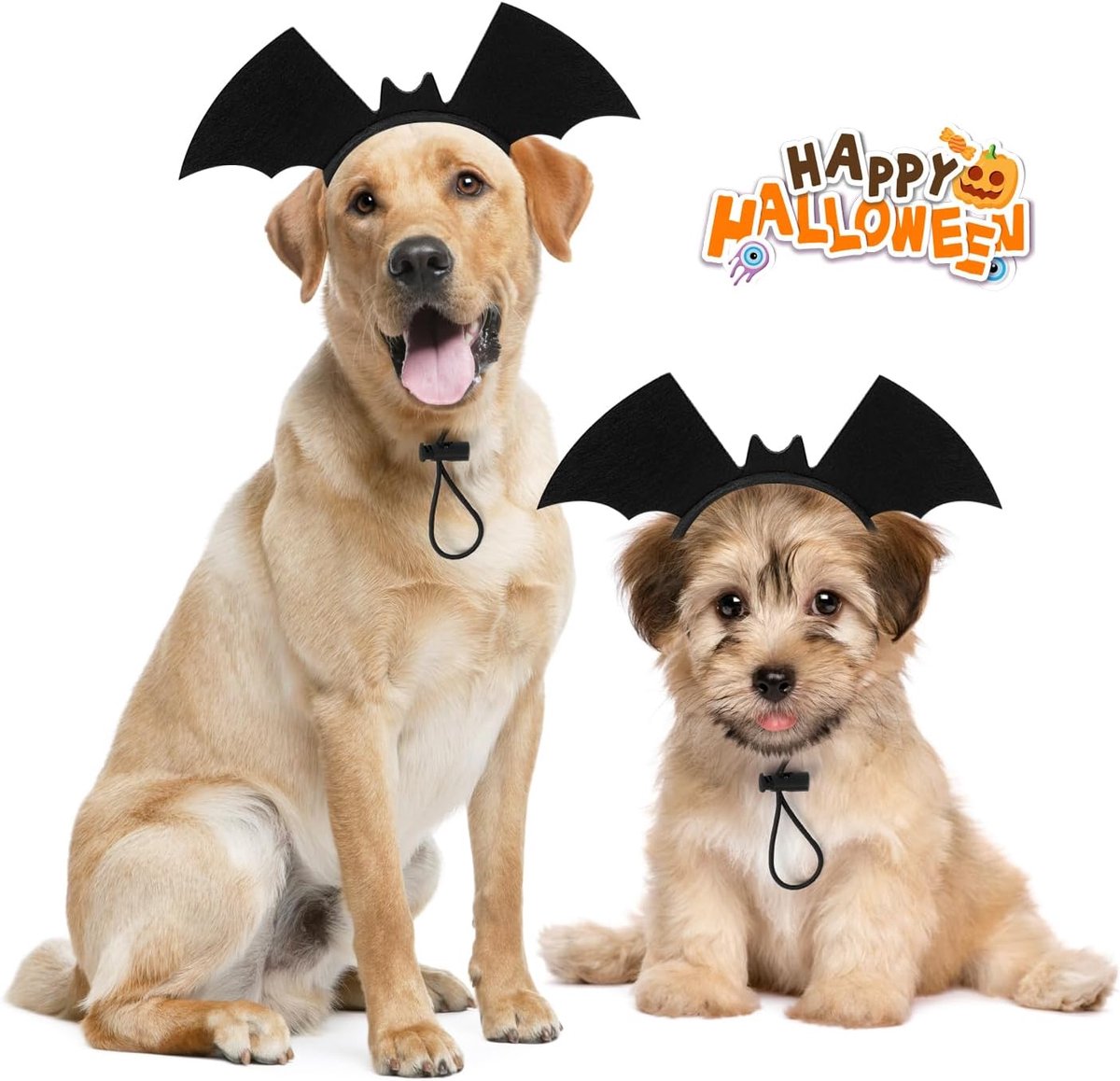 Halloween hoofdband met vleermuisvleugels, verstelbare hoofdband voor kleine en middelgrote honden, grappig hondenkostuum en huisdieraccessoire voor foto's en cosplay, zwart
