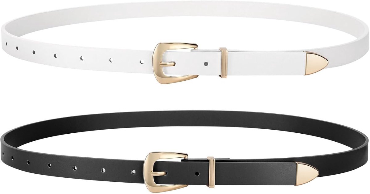 Riemen voor dames, kunstleer, dunne tailleriem met gouden gesp voor jeans, broeken, jurken