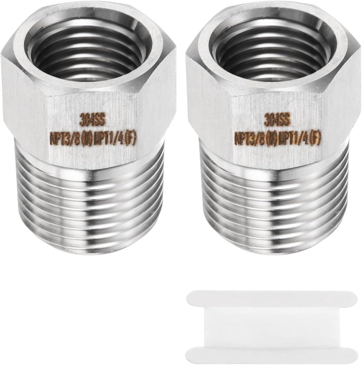 2 stuks roestvrijstalen buisfittingen 1/4" NPT vrouwelijk x 3/8" NPT mannelijk verloopstuk zeskantige busadapter fittingen reducerende gietijzeren buisconnector voor water olie gas tub