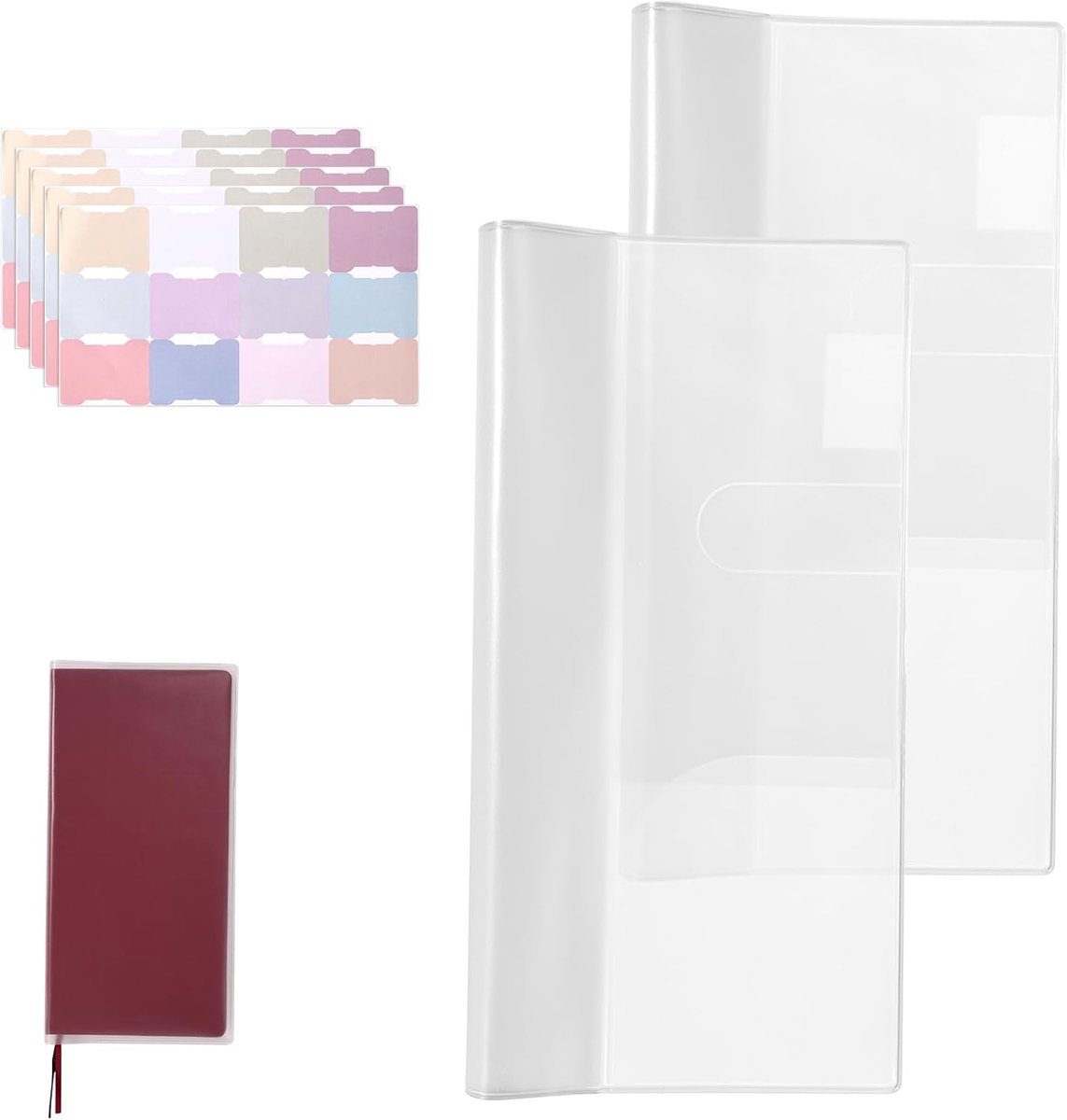 2st Transparante Hoes voor Hobonichi Weeks, 20,8x19,8cm PVC Planner Beschermer met Plaklabel Tabs Waterdichte Stofbestendige Notitieboek Beschermhoes voor Hobonichi Techo Accessoires