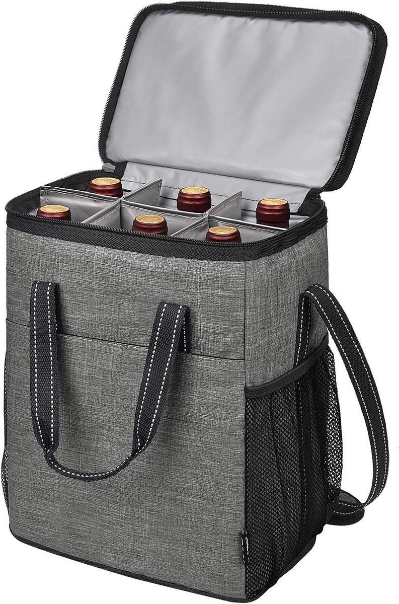 Wijn- en bierfles, gevoerde koeltas met handvat en schouderriem, mand voor reizen, picknick, vrouwen/mannen