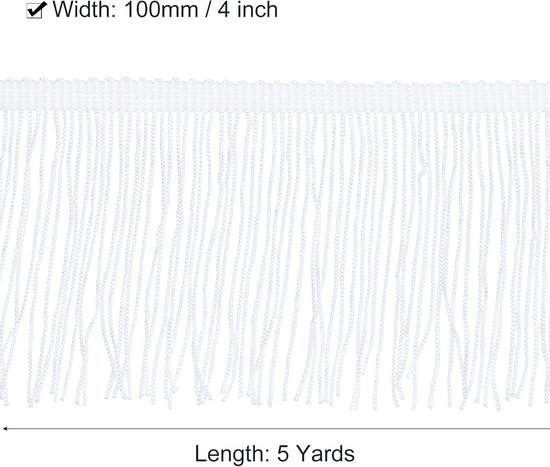 5 yards 10 cm ketting met franjes, trim kwastjes, naaien, trim franjes, polyester, trim band voor naaien, doe-het-zelf handwerk, kleding, lamp, decoratie, wit bleken — afbeelding 5
