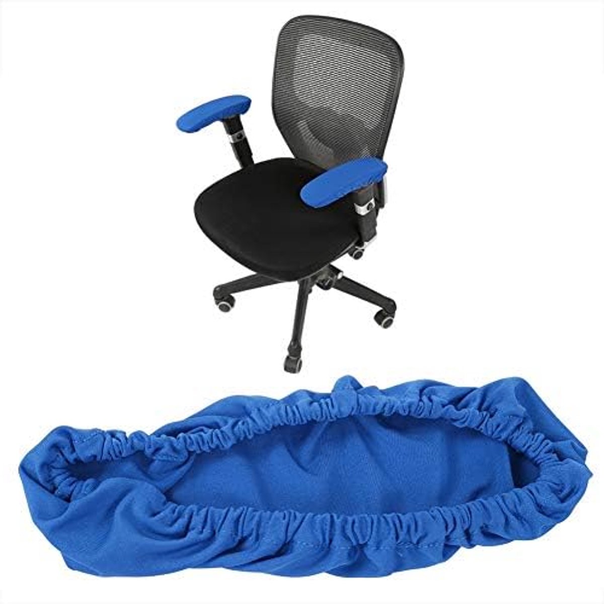 1 paar Gebreide Elastische Stof Stoel Armsteun Covers Kantoor Rolstoel Armsteun Pad Ellebogen Onderarmen Overdrukventiel Hoes (Blauw)