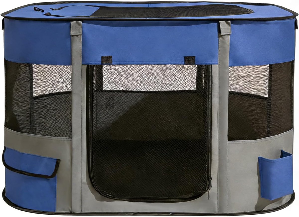 hondenhok Huisdierenhek 70x55x45cm Opvouwbare Huisdier box Rechthoek Bezorgkamer Kattennest Kattenhol Kattenhut Puppy huis Kennel Gesloten Huisdieren Tent met draagtas (Marine)