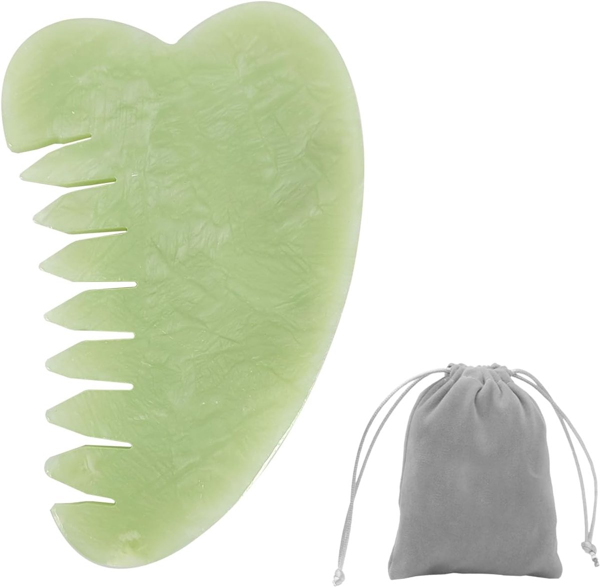 Gua Sha Massagekam, natuurlijke jade Gua Sha-kam voor hoofdmassage, gezicht, nek, rug, handen en voeten, massage-gereedschap