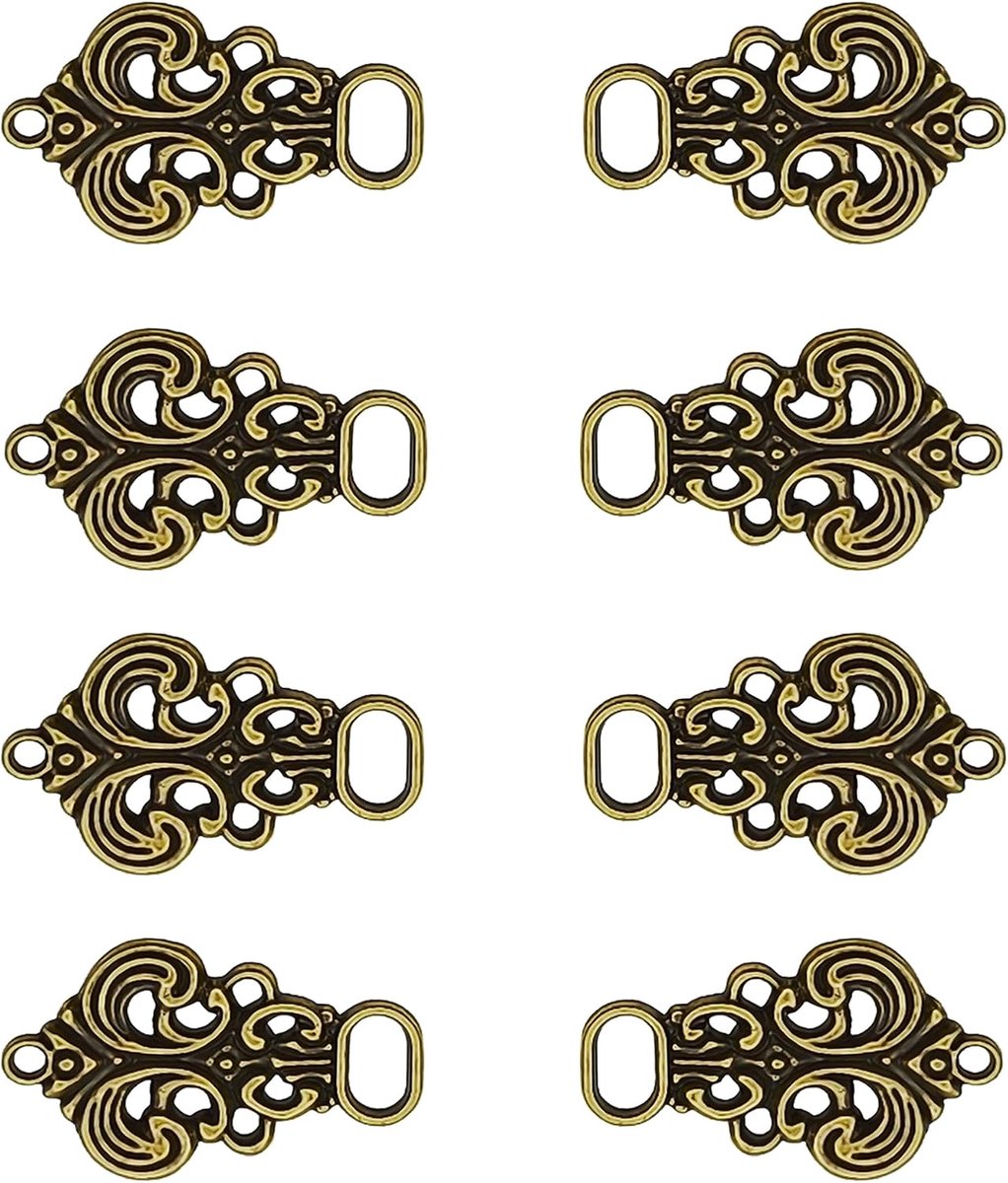 Knopen voor Dirndl, 8 stuks (4 paar), Dirndl naaiknopen metalen knoop fournituren lijfje oogjes voor dirndl, volkskostuums, lijfje, 33 x 21 mm (brons)