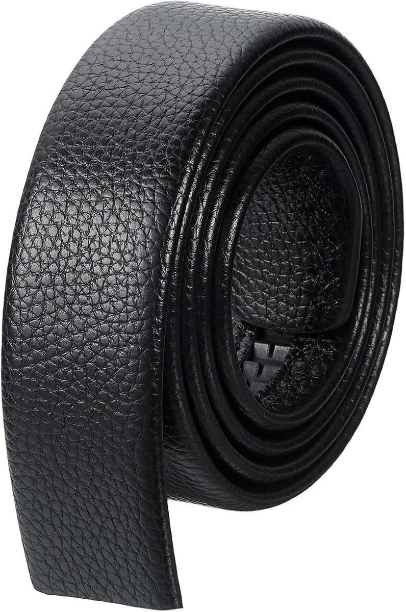 Leren herenriem zonder gesp, 3,5 cm breed, vervangende riem voor automatische gesp (105 cm, L, zwart), Zwart, 105cm