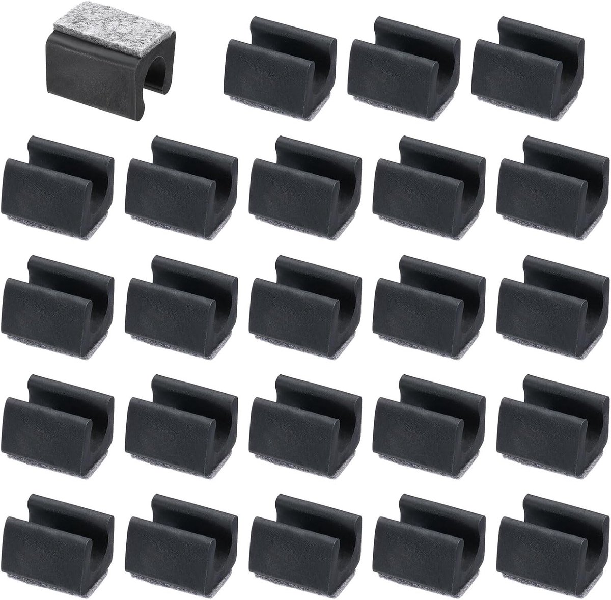 14 mm rechthoekige stoelpoothoes met viltkussen, 24 stuks glijd soepel, geen krassen, geen lawaai meubelpoten, hardhouten beschermers tips, vloerglijders buisdoppen voor kantoor thuis, zwart