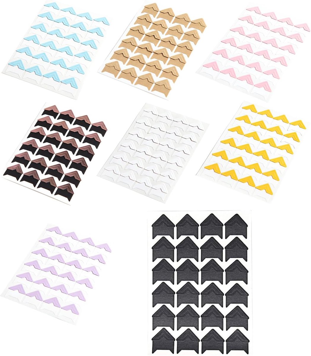 192 stuks fotohoeken, zelfklevend, fotohoeken, fotoalbum, scrapbooking, doe-het-zelf, foto-randstickers, transparant