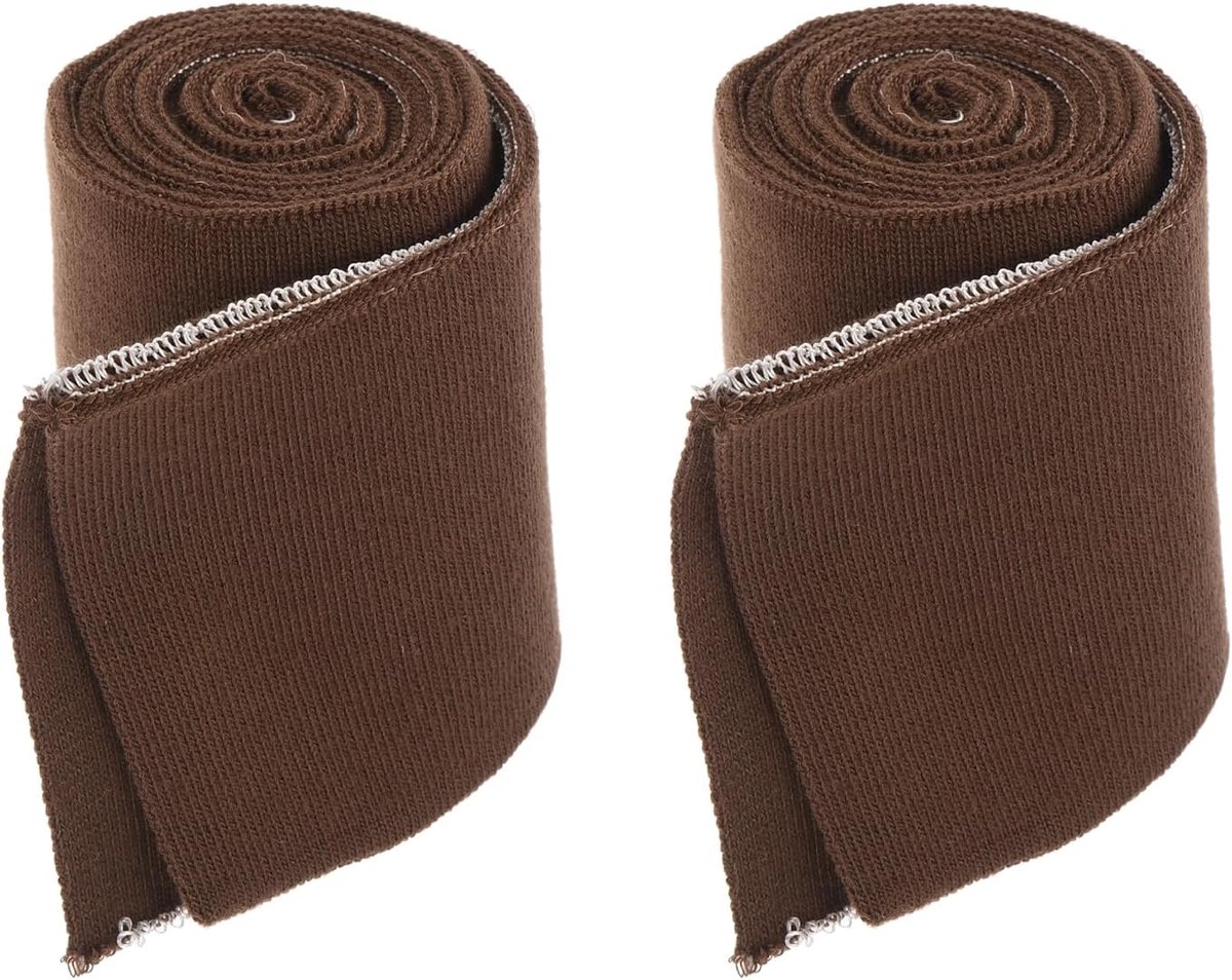 Elastische manchetten voor het naaien van gebreide geribbelde katoenen stoffen mouwen en tailleband, geribbelde afwerking, [voor kleding, DIY-knutsels] - Bruin/ 2 stuks