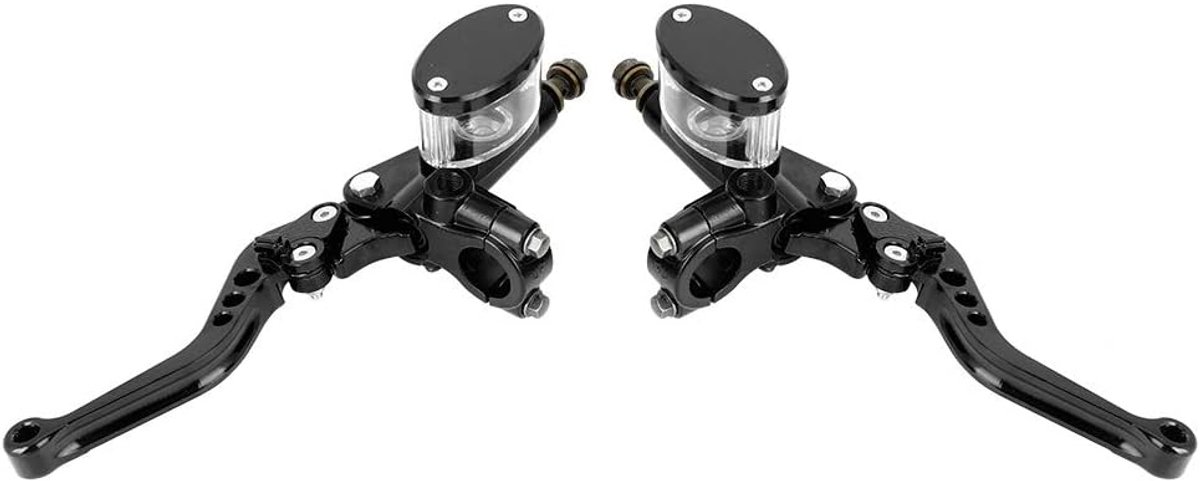 remkoppelingshendel, 1 paar motorfiets 7/8in aluminium hoofdcilinderreservoir Hydraulische remkoppelingshendel zwart voor sportfiets/straatfiets/scooter