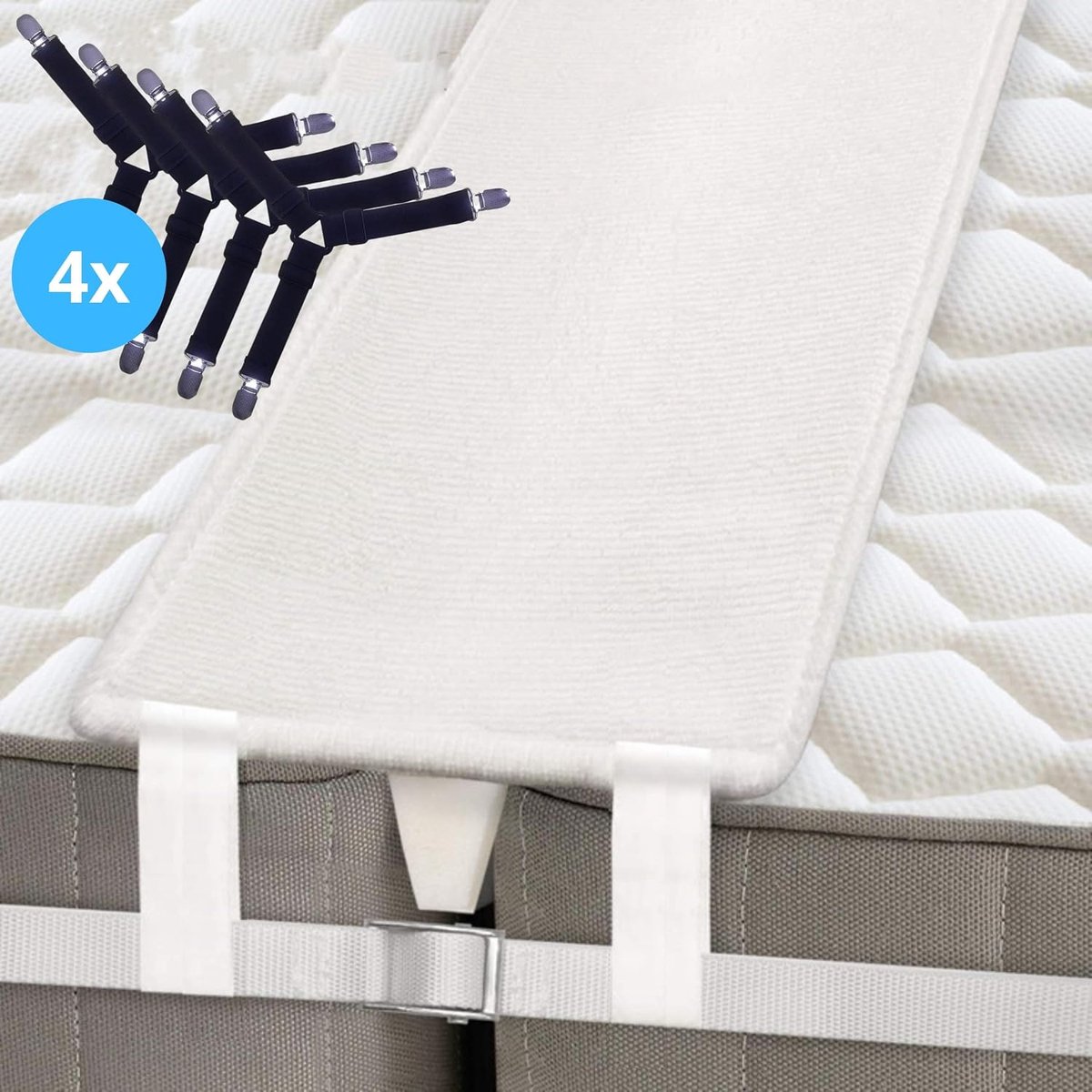 Matraswig met Band Bedbinder - Liefdesbrug 200x20x7cm T stuk - Dubbele Bevestiging voor Spanband Verhelpt Schuiven van Matras en Werkt Naad Weg - Matraswiggen inclusief Dekenclips