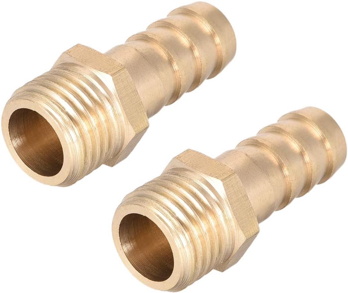sourcing map verbindingsstuk van messing etrische stekker met weerhaken slangtuit 10 mm x M14 x 1,5 (2 stuks)