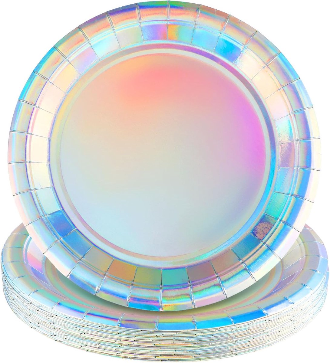 25 stuks papieren borden, 23 cm, grote borden, regenboog, party, ronde papieren borden, lunch, dessert, taart, dinerborden voor verjaardag, bruiloft, picknick, feest