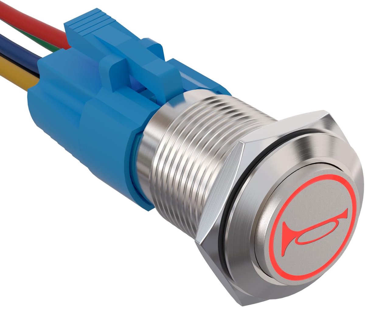16 mm Momentaan Hupentaste Drukschakelaar 12V, met LED waterdicht Momentane drukknop schakelaar met voorbekabelde stekker, Auto RV Vrachtwagen Boot AAN/UIT Knop Schakelaar (rood)