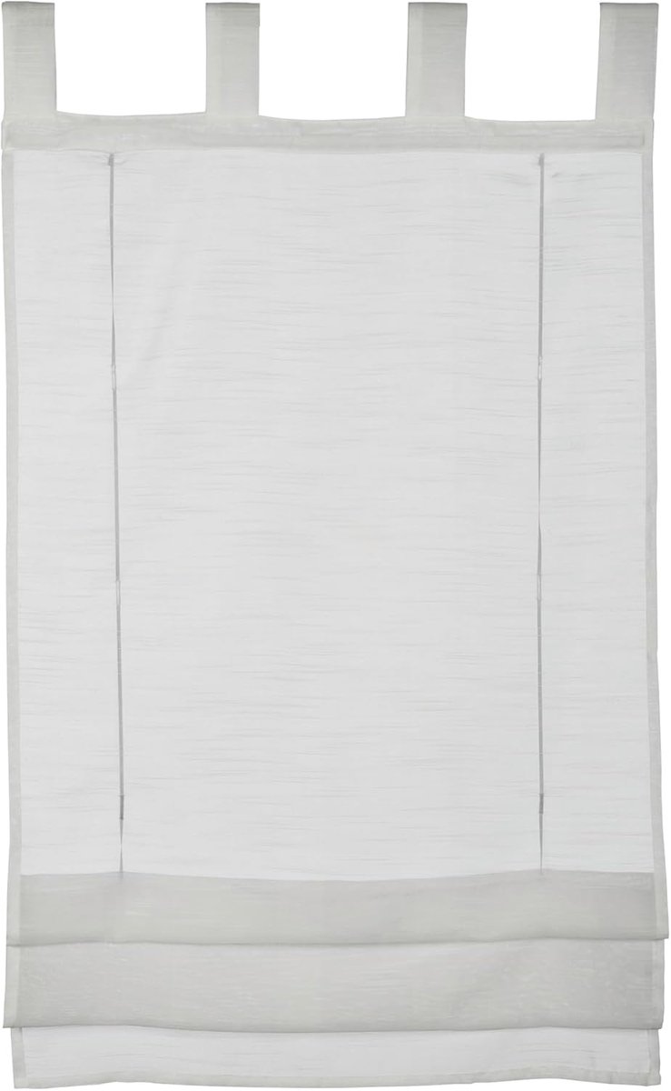 vouwgordijn, transparante voile stof, lussen, wit, 50 x 140 cm
