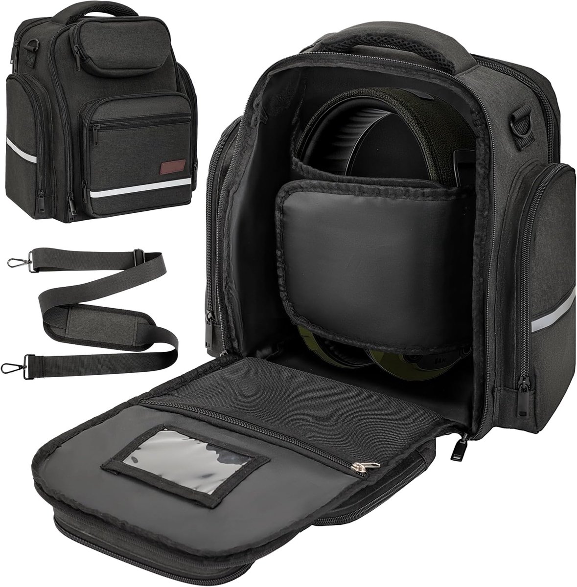 Vliegtas voor piloten, piloottas voor aviatie-headset met gewatteerde bescherming, geschikt voor vliegheadset, iPad en vliegaccessoires, met meerdere vakken, cadeau voor piloten, zwart (alleen tas)