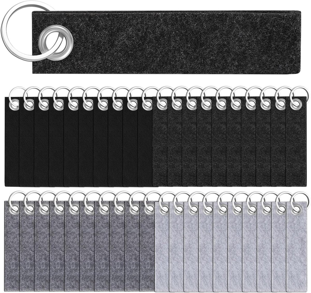 40 stuks vilten sleutelhangers sleutelring met vilten hanger, 13 x 3 cm, vilten sleutelbanden voor knutselen, doe-het-zelf, autosleutels, cadeau, school, woning, kantoor
