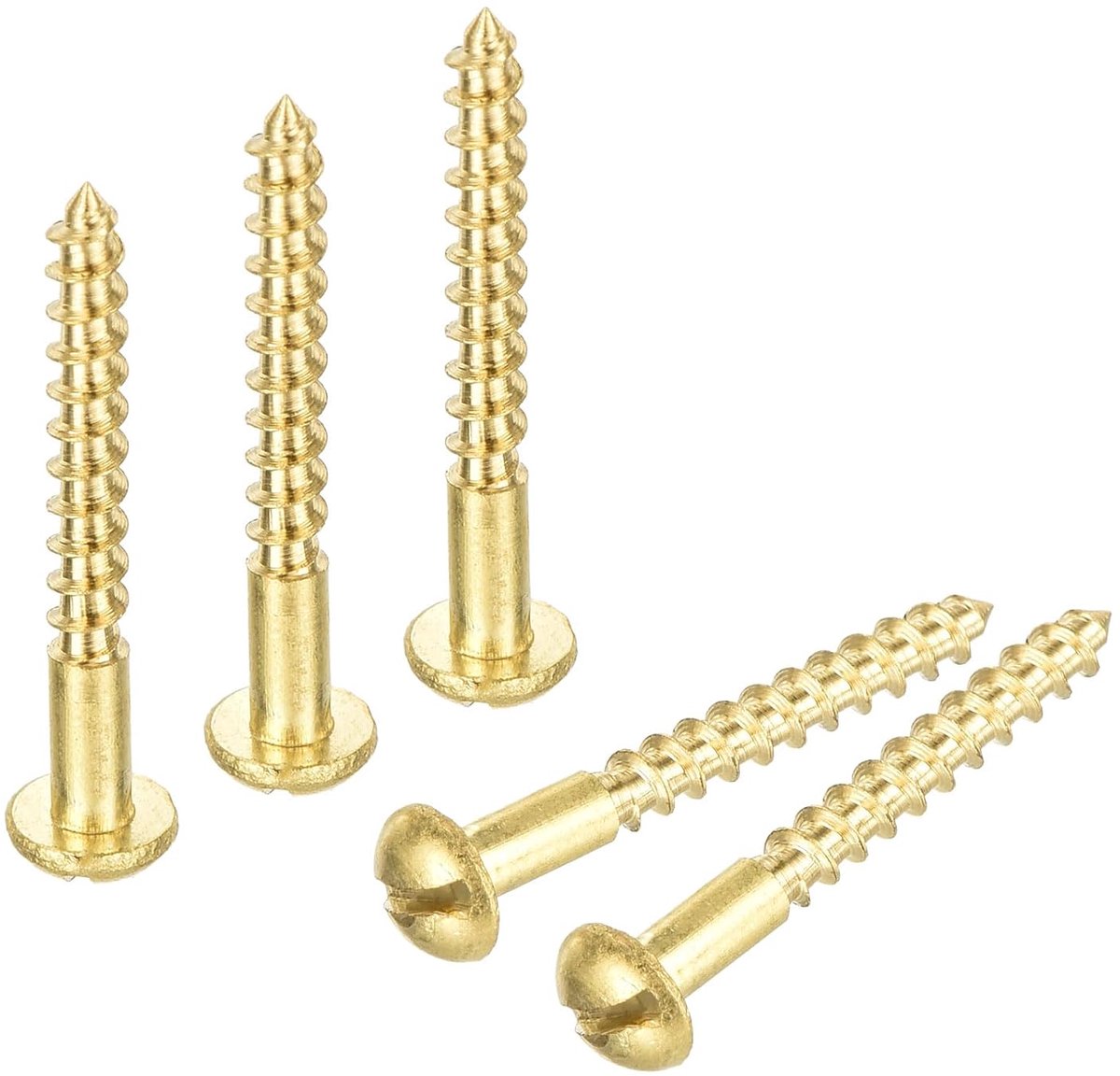 Houten schroeven M2,5 x 20 mm sleuf ronde kop messing zelftappende schroef 30 stuks