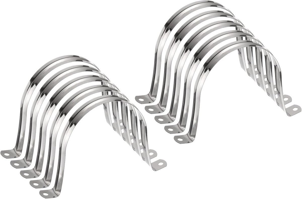 Buisklemmen, 100 mm, M100, U-vormige slangklemmen van roestvrij staal, U-vormige slangklemmen met twee gaten voor het bevestigen van kabels, draden en kabels