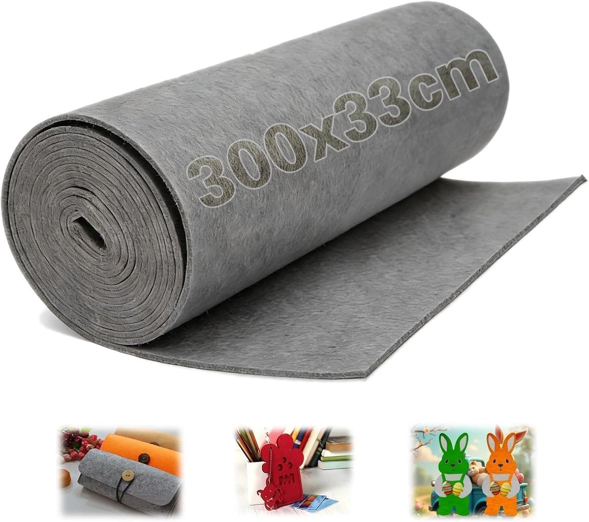 Stof, grijs, vilt, 3 mm dik, viltrol, viltmatten om te snijden, knutselvilt, polyester voor doe-het-zelf handwerk, viltonderlegger, patchwork, opbergtas