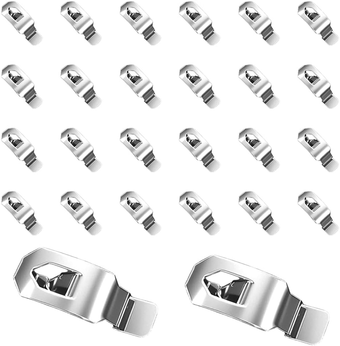 24 stuks fotolijstclips, frameloze fotolijst hangers, fotohaken zonder boren, accessoires om op te hangen, voor het bevestigen van foto's en canvasfoto's (35 x 13 mm zilver)