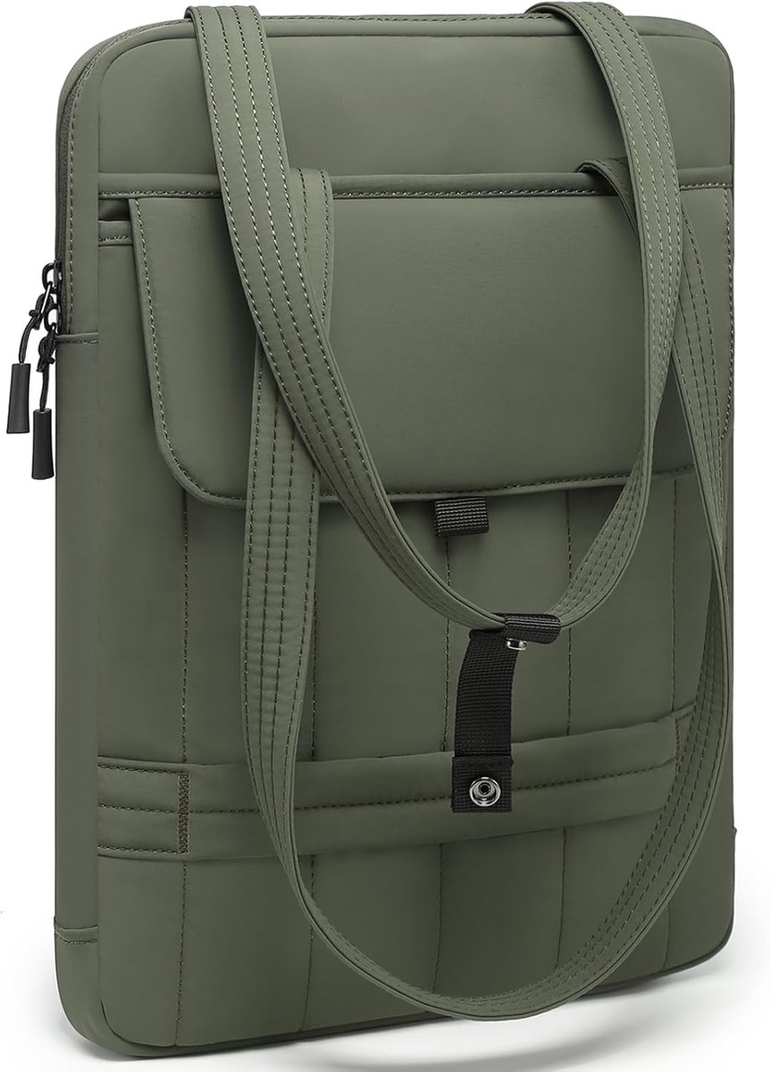 13,3-14 Inch Puffy Laptophoes Gewatteerde Handtas, Middernacht Groen | voor 13"-14" MacBook Pro/Air, 13" 13,3" Dell/HP/Lenovo/Asus/Acer Notebook Chromebook, Slim Schoudertassen Werk Dagelijkse Tas