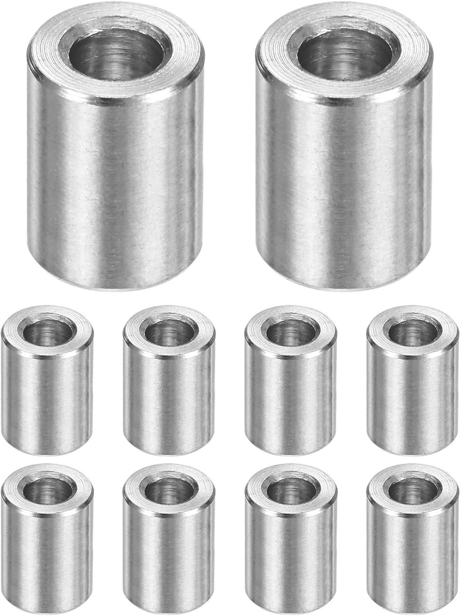 METERXITY 10 STKS M4 304 Rvs Spacers 4mm ID x 8mm OD x 10mm l Metalen Schroef Standoff Bus Plain Finish Ronde Spacer 304 Rvs voor Schroeven Bouten Zilver