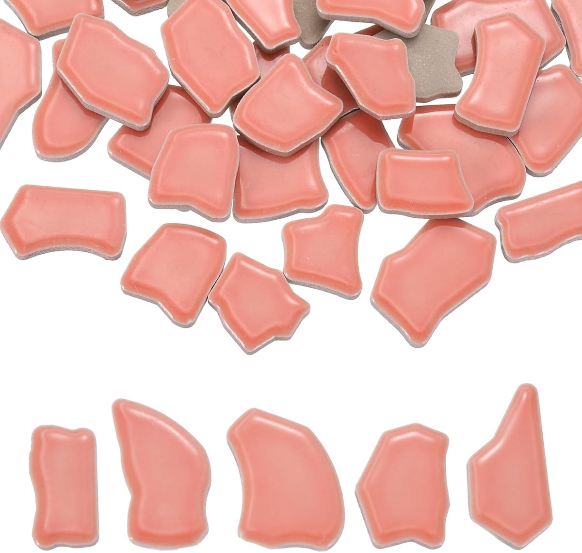 250g/0,45 lbs Onregelmatige Keramiek Mozaïek Tegels, 0.77"-1.5" Mozaïek Gebeitste Tegel Gebroken Porseleinen Stukken Stenen Bulk voor DIY Craft Maken Vazen Woondecoratie, Rose Rood