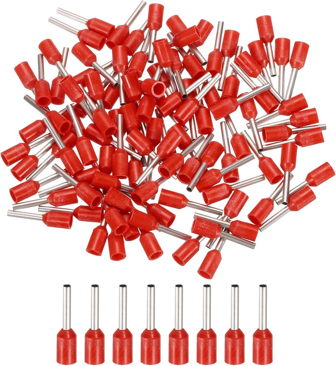 250 stuks geïsoleerde adereindhulzen, elektrische kabelverbinders, kabelschoenen, krimpverbinders, set 18 AWG, voor elektrische projecten, industrie, chemische industrie, rood